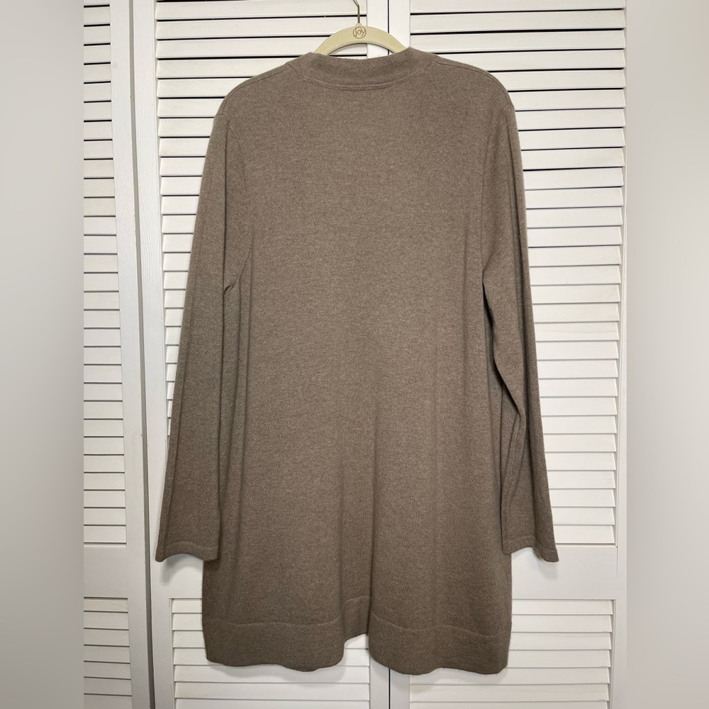 J. Jill Women's 100% Cashmere Open Front Cardigan Sweater Taupe Beige Size L - Picture 2 of 8